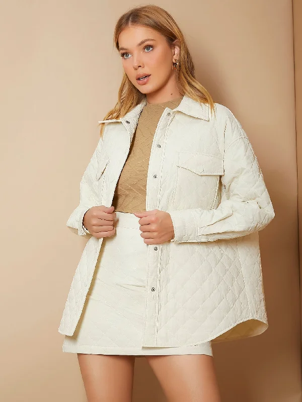 Plain Pocket Long Sleeve Collar Short Women Winter Coat Elegant Women's Formal 
