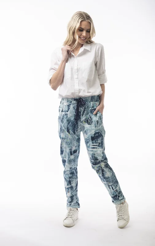 Orientique Stretch French Terry Pants Unique Women's Upcycled