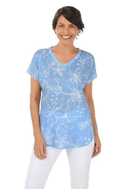 Darling Short Sleeve Slub Knit Top Practical Women's Multi - 