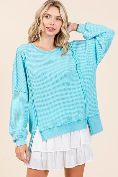 Mittoshop Mineral Wash Waffle Long Sleeve Sweatshirt