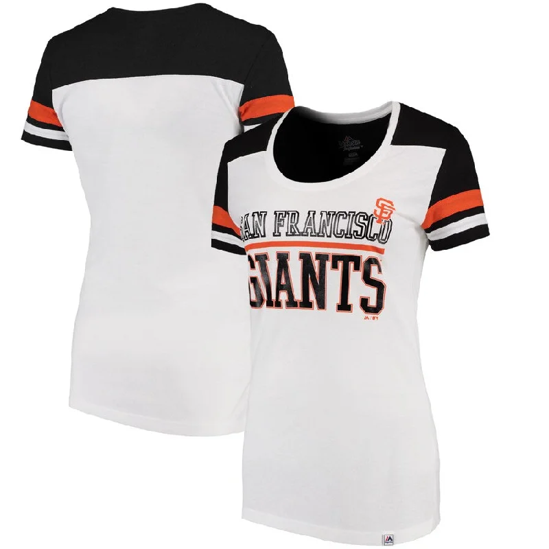 Majestic Women's San Francisco Giants Overwhelming Victory T-Shirt - White/Black French Majestic Women's San Francisco Giants Overwhelming Victory T-Shirt - White/Black French