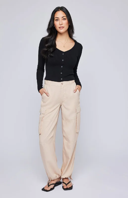 Zahara Ribbed V-Neck Top Disco