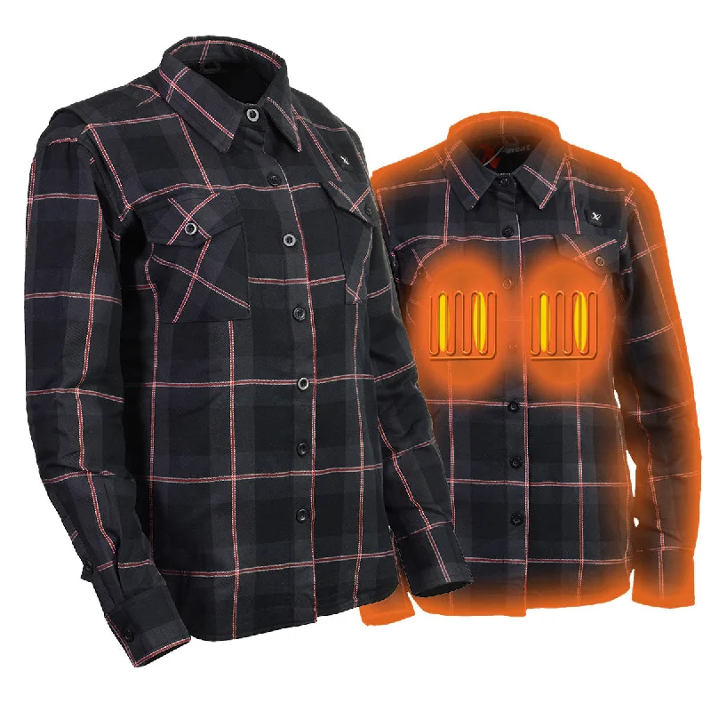 NexGen Heat Women’s NXL2602SET Bonnie Black - Grey Heated Flannel Sleeve Shirt for Outdoor Activities w/Battery Dapper Women's Bow - adorned NexGen Heat Women’s NXL2602SET Bonnie Black - Grey Heated Flannel Sleeve Shirt for Outdoor Activities w/Battery Dapper Women's Bow - adorned