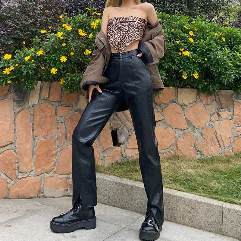 PU Punk High Waist Wholesale Pants Sharp Women's Italian