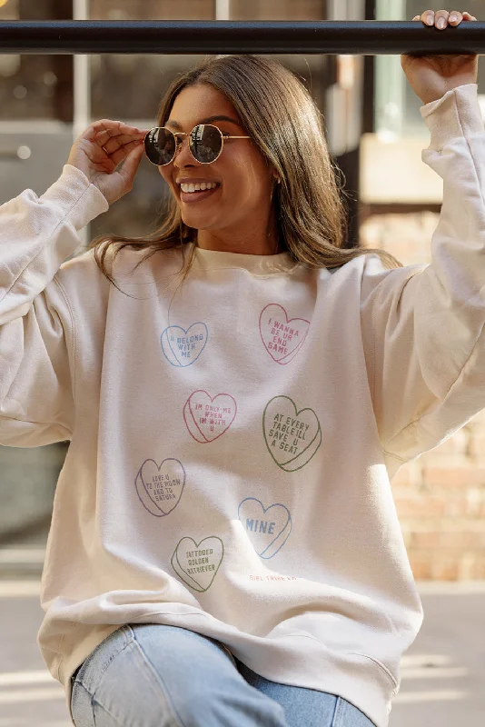 Conversational Hearts Sweatshirt in Ivory Minimalist Women's Casual