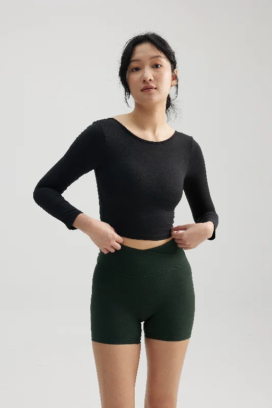 Reversible Long Sleeve Crop in Black Sesame Classic Women's Tweed
