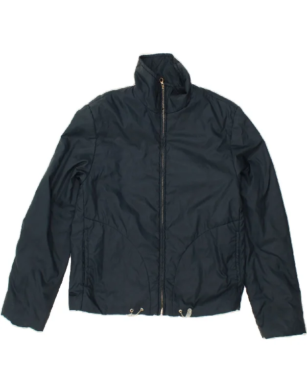 BENETTON Womens Windbreaker Jacket UK 10 Small Navy Blue Polyester Cashmere