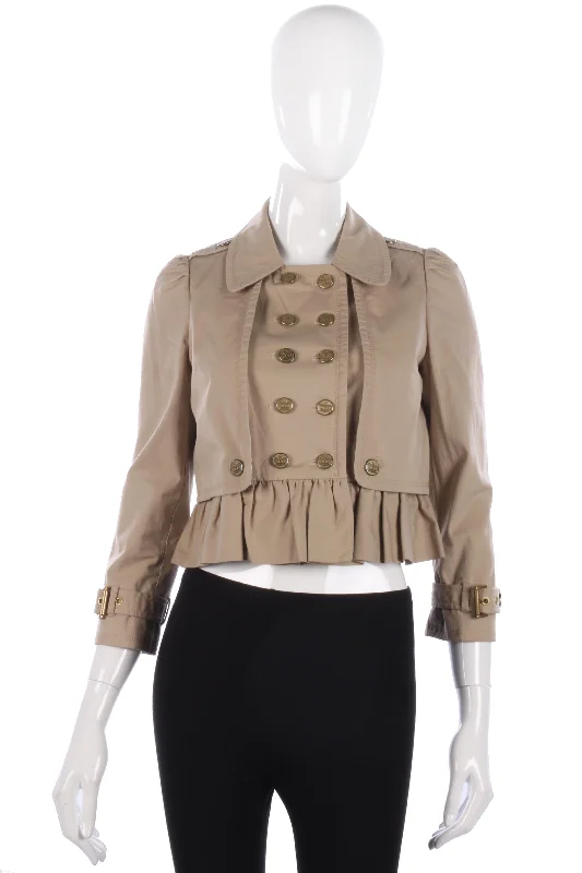 Juicy Couture Cropped Jacket Ruffle Hem Cream Cotton Size S Traditional Women's Wool Juicy Couture Cropped Jacket Ruffle Hem Cream Cotton Size S Traditional Women's Wool