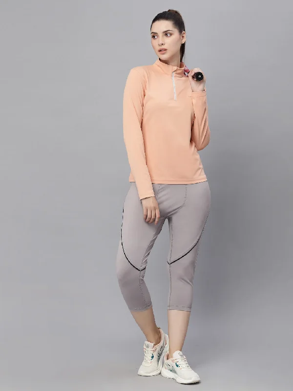 JUMP USA Women Pink Sand Solid Rapid-Dry Training T-shirt Athletic Women's 