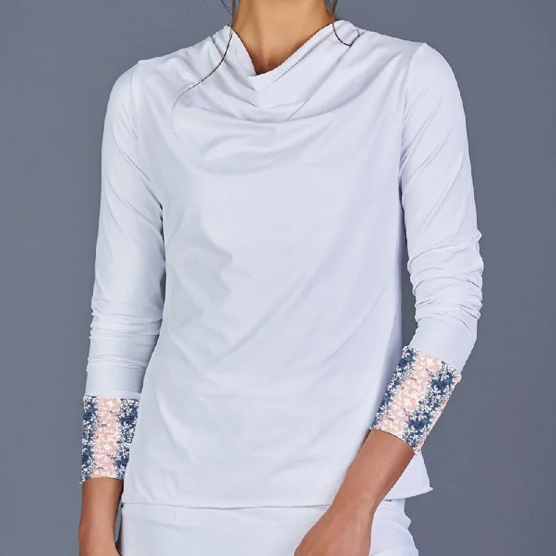 NY Square Long-Sleeve Top (white/print)