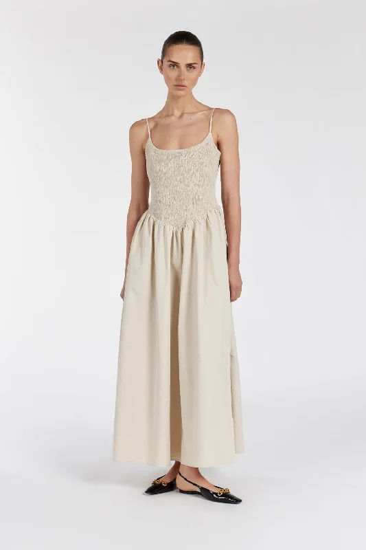 MILANO STONE COTTON MIDI DRESS Elegant Women's 