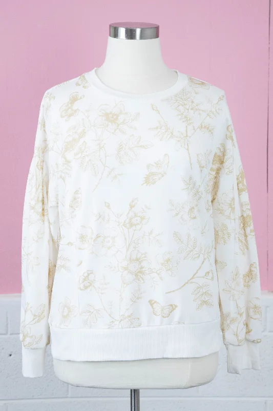 Cara French Terry Floral Top, Mocha | Plus Size Disco