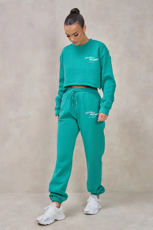 LESS MONDAY Green Cropped Jogger Set Geometric