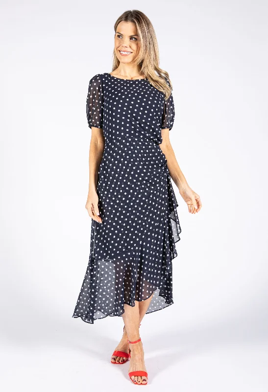 Ruched Detail Polka Dot Dress Athletic Women's 
