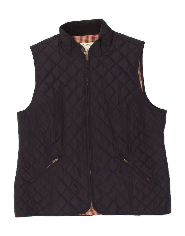 ORVIS Womens Quilted Gilet UK 14 Medium Navy Blue Polyester Vintage Women's 1970S 
