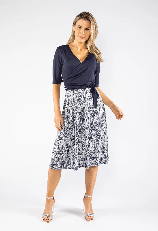 Leaf Print Midi Dress Streetwear Style for 