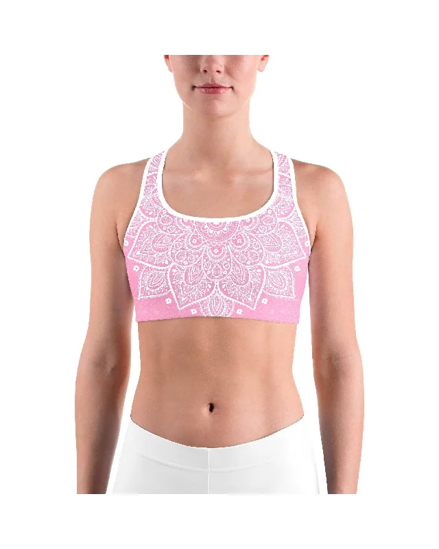 Soft Pink Mandala Sports bra Confident Women's Power