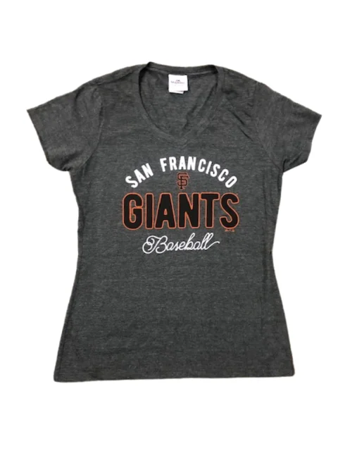 MAJESTIC WOMENS V-NECK GIANTS NEED TICKET TEE- GREY Vacation