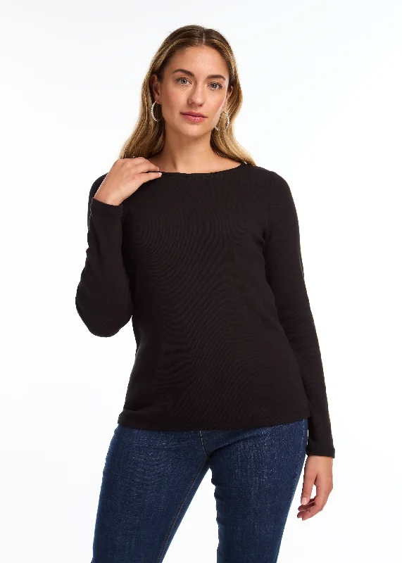 Long-Sleeve Boat Neck Top Feminine Women's Soft 