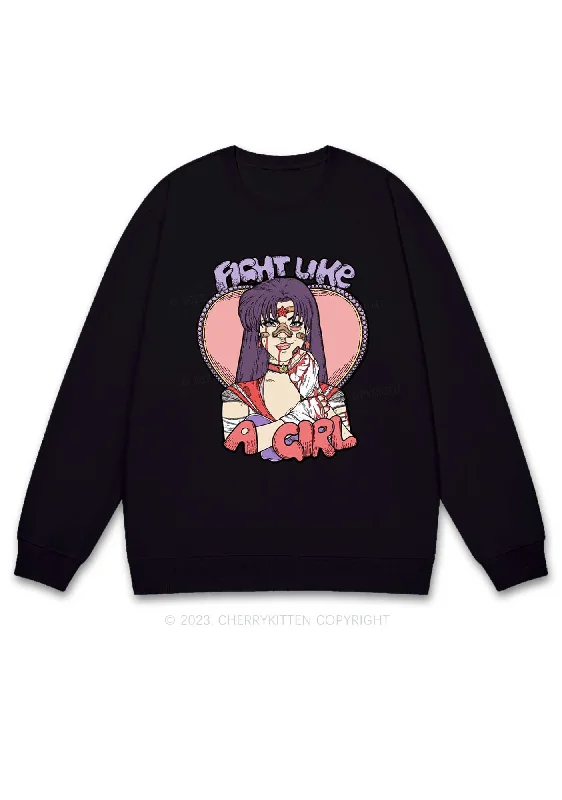 Purple Hair Girl Y2K Sweatshirt Cherrykitten