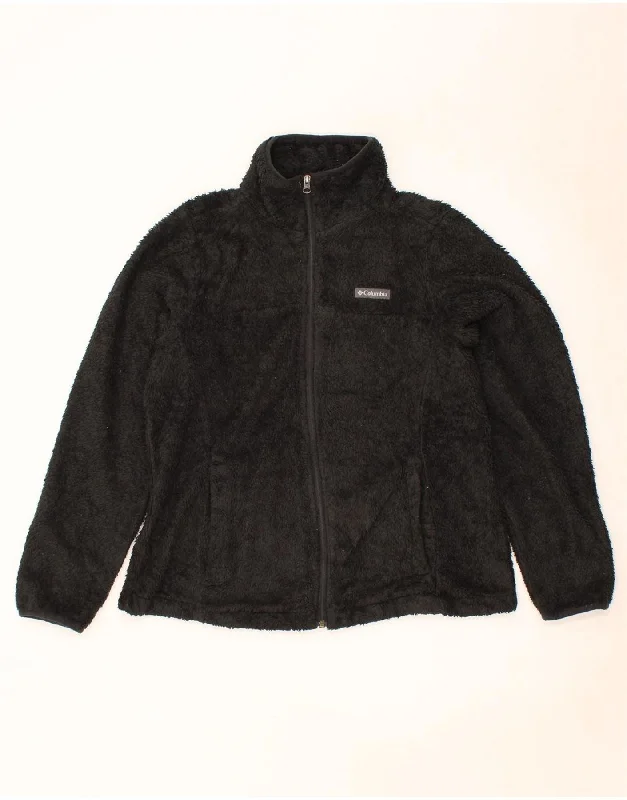 COLUMBIA Womens Fleece Jacket UK 16 Large Black Polyester Trendy Women's Oversized