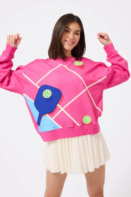 Graphic Crewneck in Terez Pink Pickleball