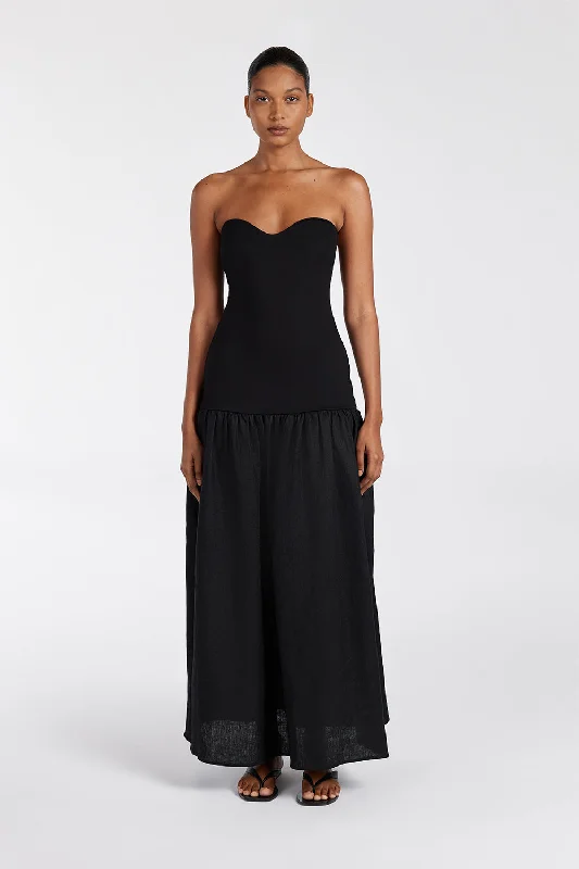 ELLISON BLACK STRAPLESS MIDI DRESS Refined Women's 