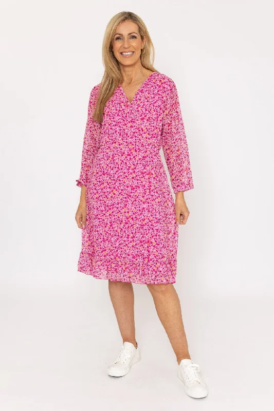 Roisin Knee Length Dress in Pink Sustainable Organic