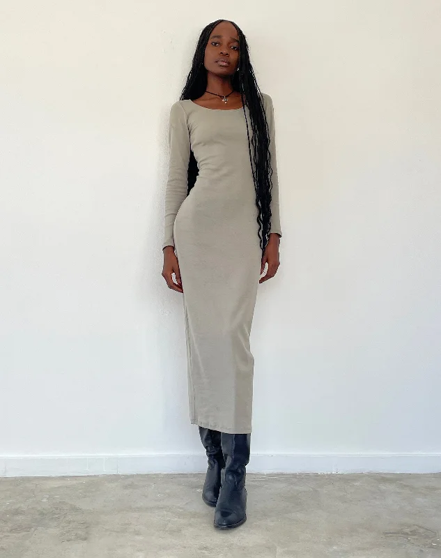 Belila Long Sleeve Maxi Dress in Sage Grey Athletic Women's 