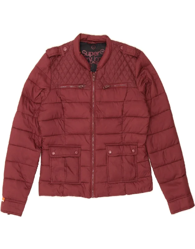 SUPERDRY Womens Military Padded Jacket UK 14 Large Maroon Nylon Practical Women's Quick - dry SUPERDRY Womens Military Padded Jacket UK 14 Large Maroon Nylon Practical Women's Quick - dry