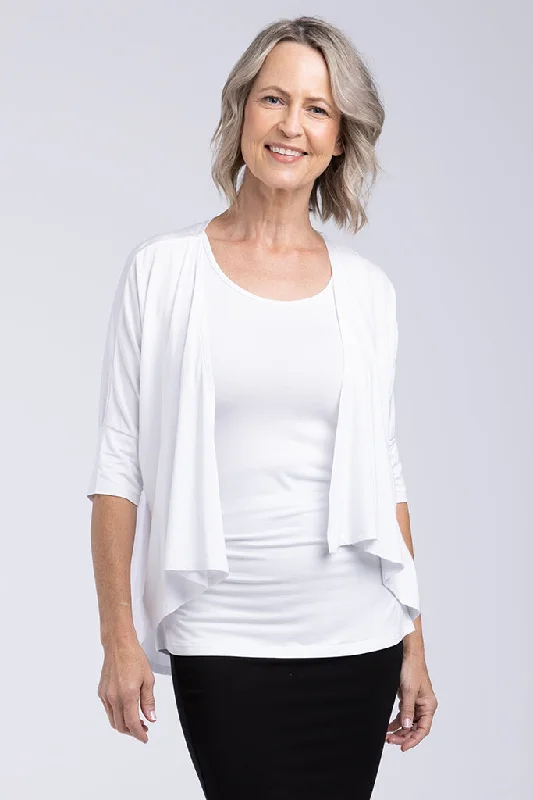 Bamboo Drape Cardi - White Modern Women's 