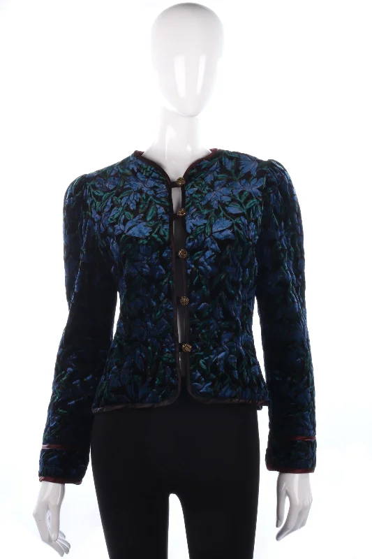Lovely blue and green quilted vintage jacket size M Monochromatic All - in - one
