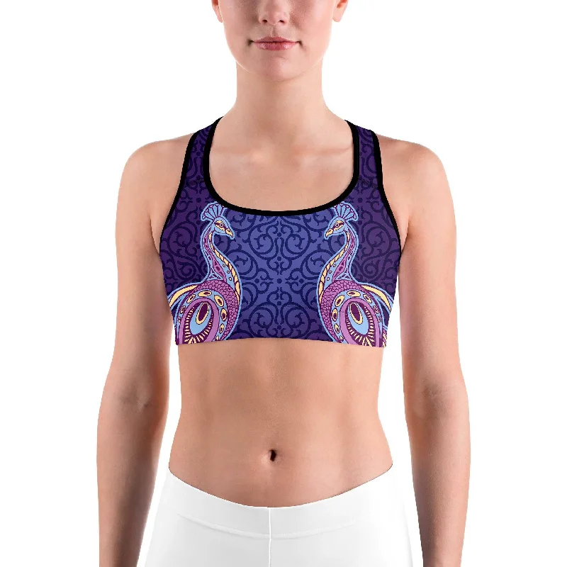 Ornamental Peacock Sports Bra Sustainable Organic