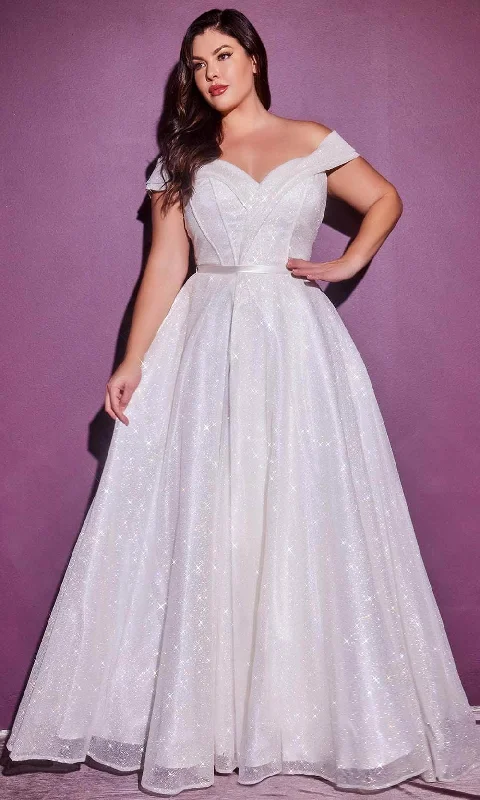 Ladivine Bridals - CD214W Glitter Off Shoulder A-Line Gown Cool Women's Skate