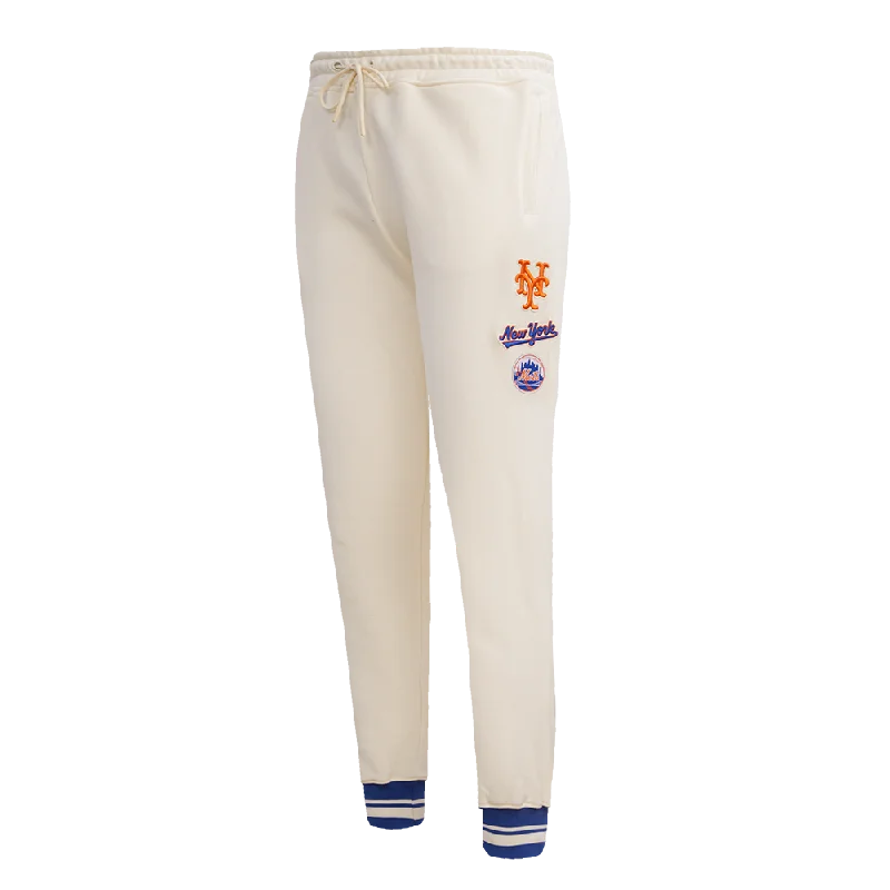 MLB NEW YORK METS RETRO CLASSIC WOMEN'S RIB SWEATPANT (EGGSHELL/ROYAL BLUE)