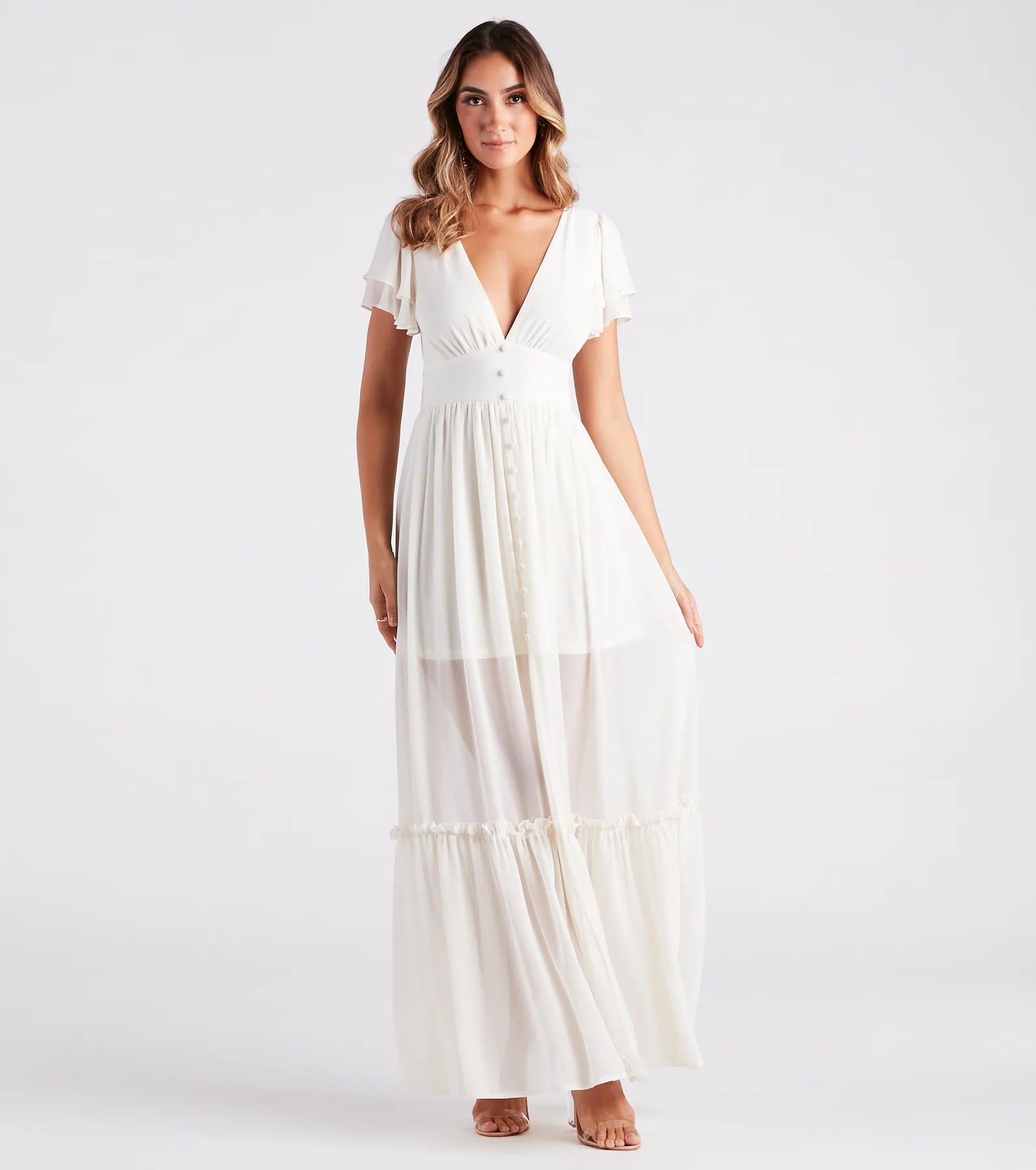 Summer Daydream Ruffled Chiffon Maxi Dress Elegant Women's 
