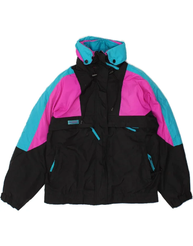 COLUMBIA Womens Graphic Windbreaker Jacket UK 14 Medium Black Colourblock Hip Women's Urban COLUMBIA Womens Graphic Windbreaker Jacket UK 14 Medium Black Colourblock Hip Women's Urban