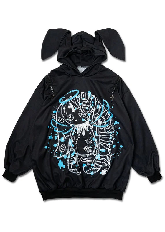 Mill & Nero Blood Mill Black Blue Oversized Hoodie Classic Women's Pin - striped