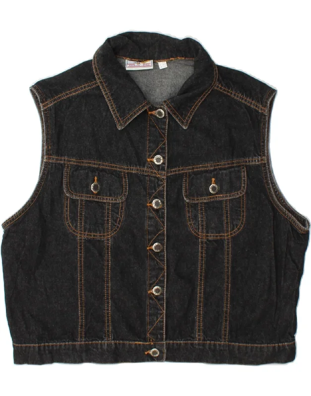 ARIZONA Womens Denim Gilet UK 14/16 Large Black Cotton Hip Women's Urban