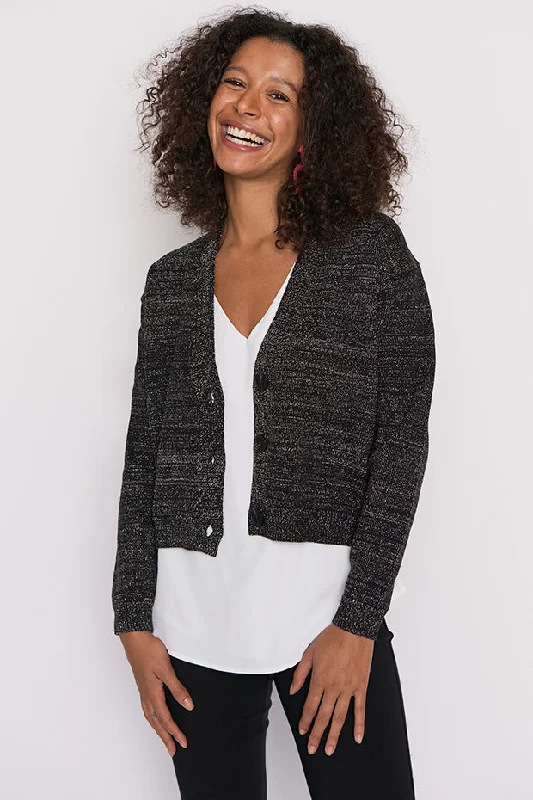 Norma Black Gold Lurex Cardigan Edgy Women's Punk
