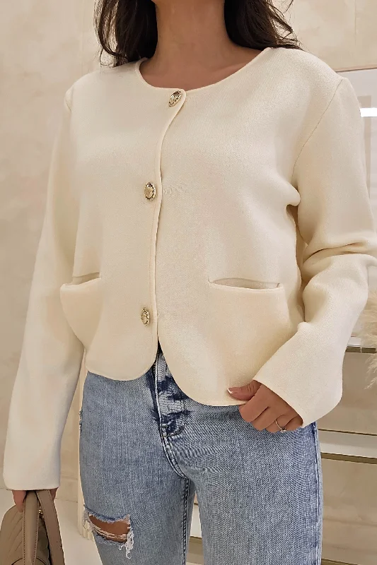 Kimmie Cardigan Gold Buttons | Cream Australian Beach