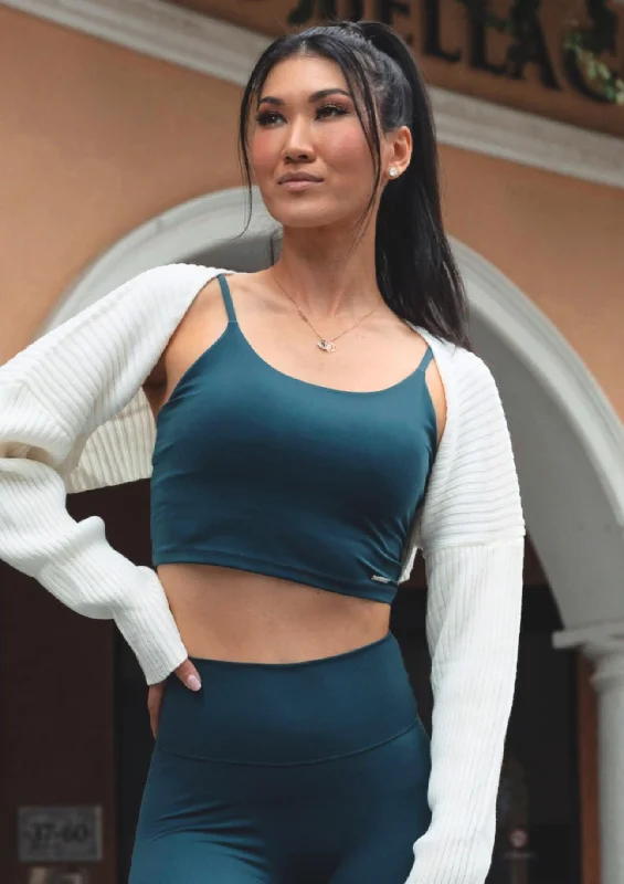 Embrace Me White Rib Knit Bolero Practical Women's Quick - dry