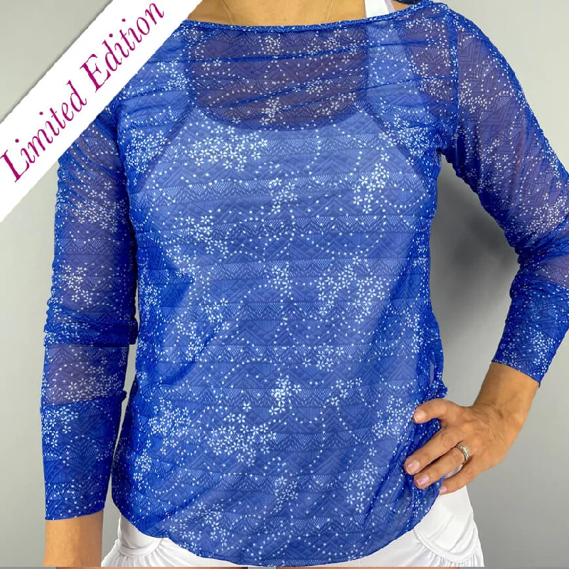 Floral Knit Symmetrical Pullover Top Sophisticated Women's Tailored