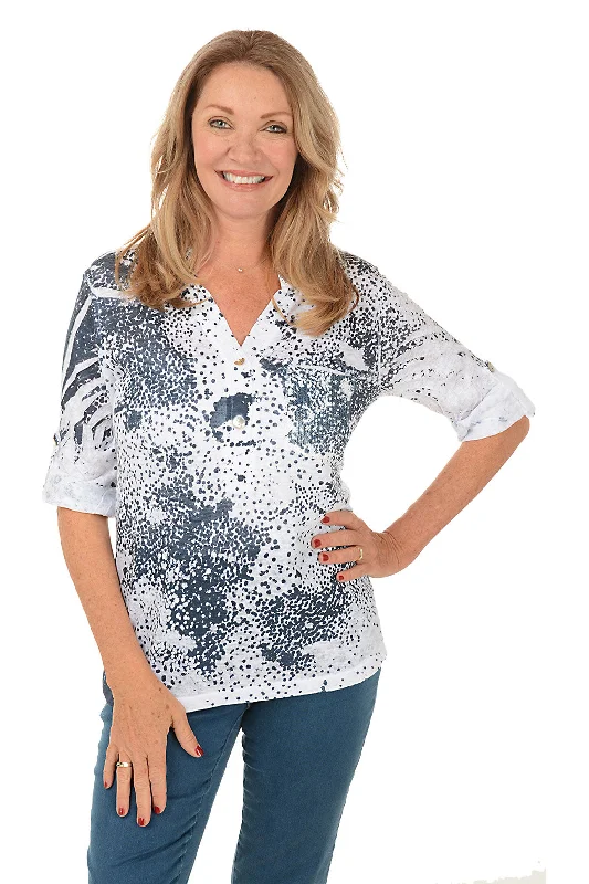 Dalmation Dots Roll Sleeve Top Bold Women's Statement