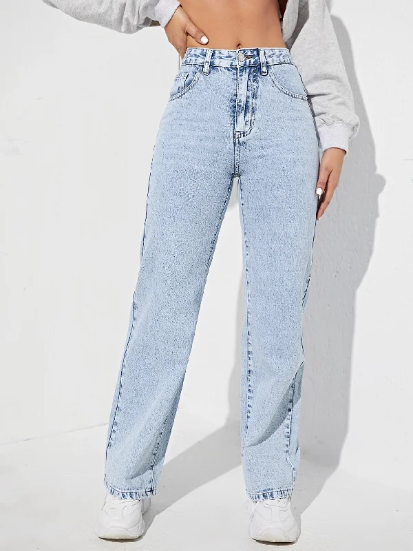 Plain Flakes High Waist Long Women Jeans Unique Women's Upcycled