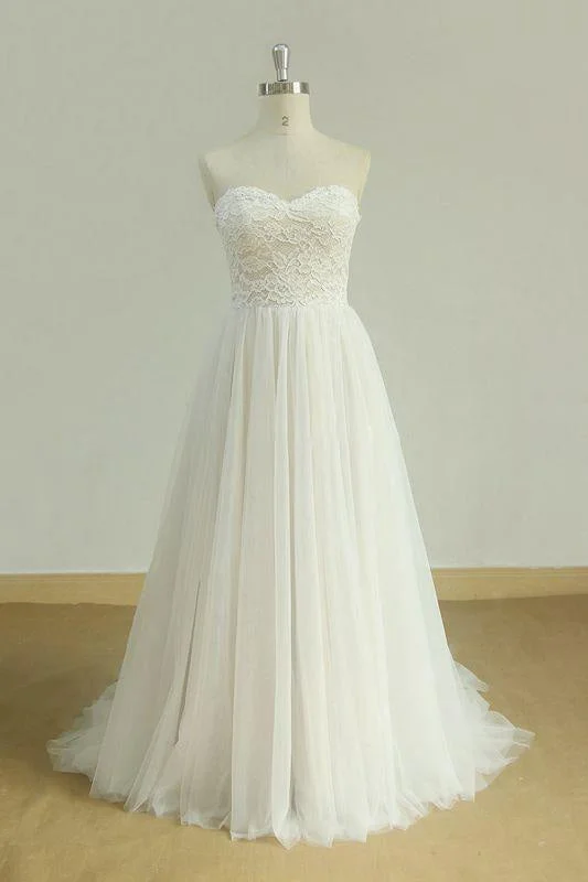 Bridelily Lace-up Strapless Tulle A-line Wedding Dress Refined Women's 