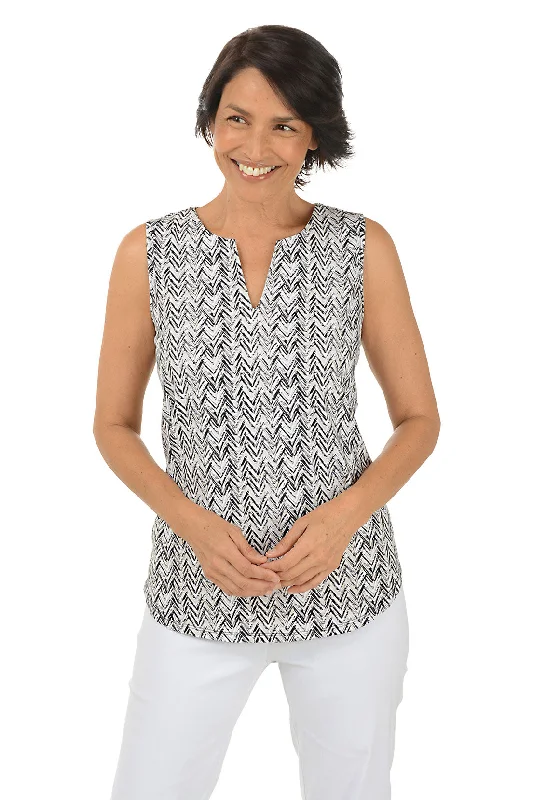 Sandy Chevron UPF50+ Split Neck Sleeveless Top Bohemian Women's Free