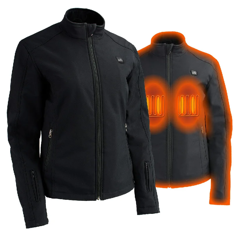 The Bikers Zone BZL1860 Women's Premium Black Heated Soft Shell Heated Jacket with 12V Battery Sporty Women's Athleisure The Bikers Zone BZL1860 Women's Premium Black Heated Soft Shell Heated Jacket with 12V Battery Sporty Women's Athleisure