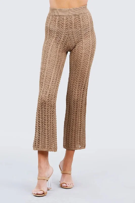 Flare Long Fishnet Sweater Pants Relaxed Women's 