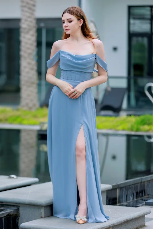 A-Line Floor Length Chiffon Bridesmaid Dress CB0709 Cool Women's Skate